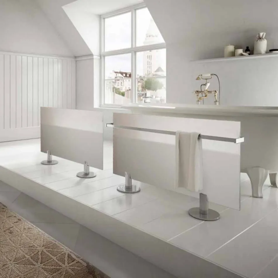 Radiateur électrique au sol design moderne en verre Star blanc Viadurini