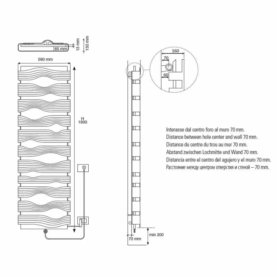 Radiateur électrique design pour salon ou salle de bain avec LED 1000 W - Shine Viadurini
