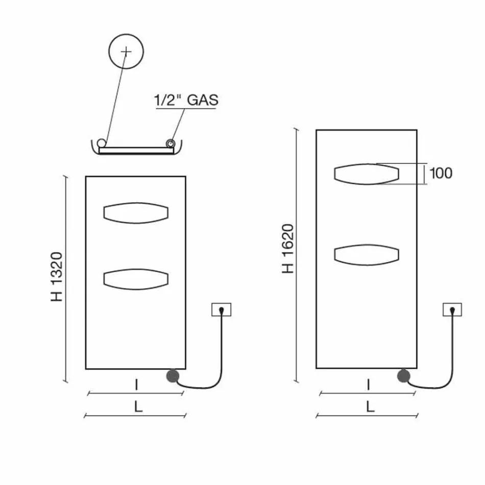 Radiateur design électrique pour salle de bain en acier 6 mesures 1000 Watt - Masque Viadurini