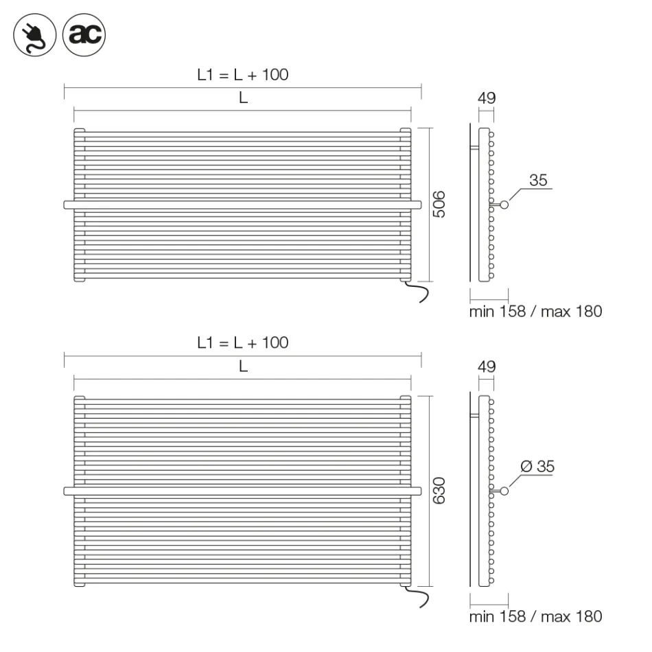 Radiateur électrique en acier au carbone beige, fabriqué en Italie - Solaris Viadurini