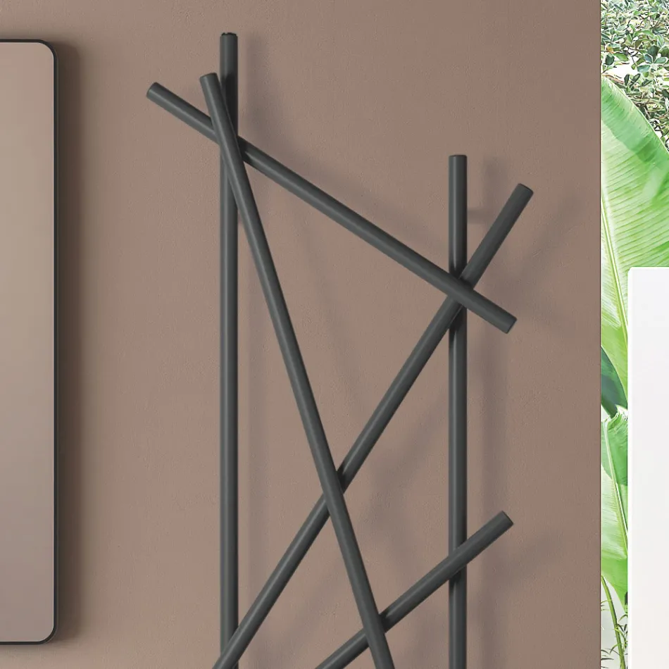 Radiateur électrique en acier avec tubes à section ronde fabriqué en Italie - Aléatoire Viadurini