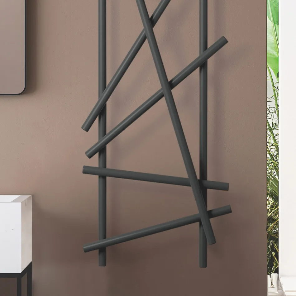 Radiateur électrique en acier avec tubes à section ronde fabriqué en Italie - Aléatoire Viadurini