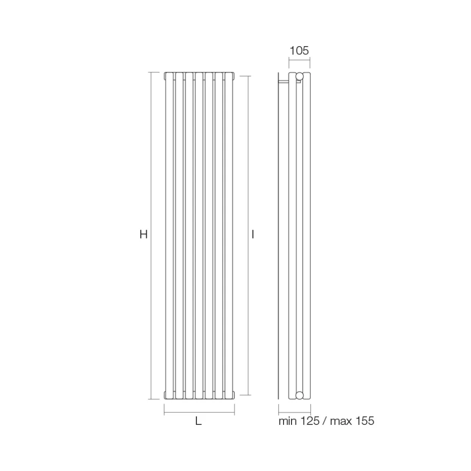 Radiateur hydraulique à collecteurs horizontaux et tuyaux verticaux - Colomba Viadurini