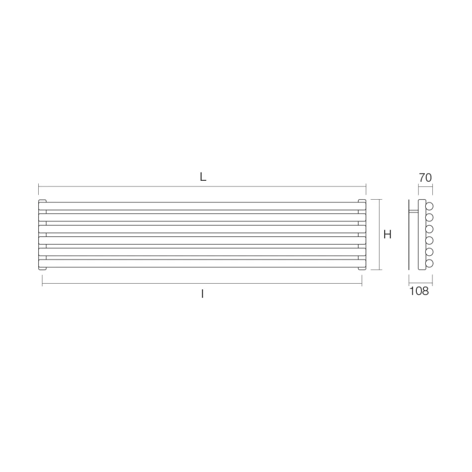 Radiateur hydraulique à collecteurs verticaux et canalisations horizontales - Composé Viadurini