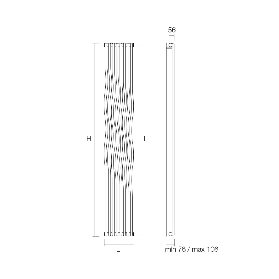 Radiateur hydraulique à éléments verticaux incurvés fabriqué en Italie - Ribes Viadurini