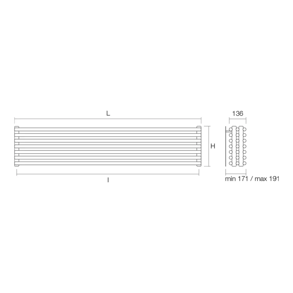 Radiateur hydraulique avec triple série d'éléments horizontaux fabriqué en Italie - Caramella Viadurini