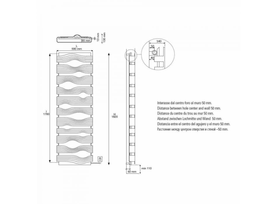 Radiateur hydraulique design pour salon ou salle de bain avec Led 839 W - Shine Viadurini