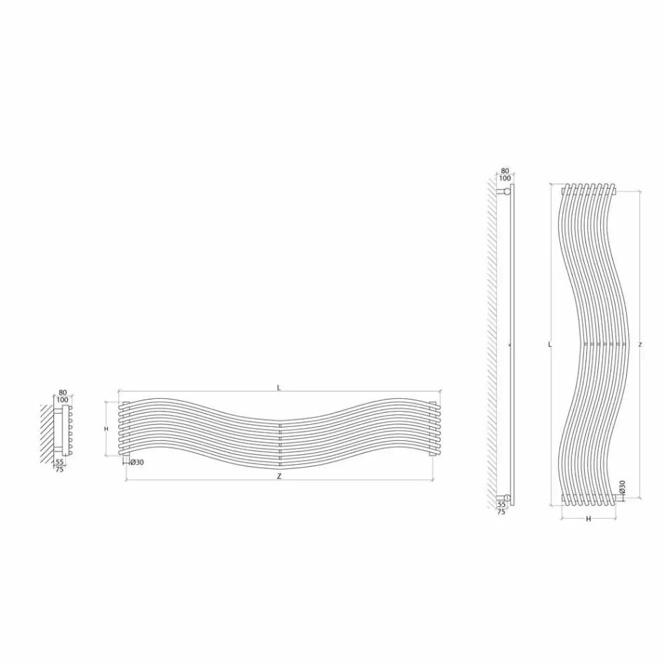 TERMOARREDO design moderne hydraulique à la vague par l'acier H Scirocco Viadurini