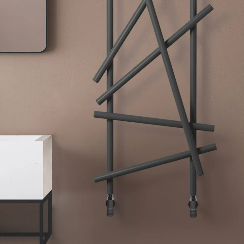 Radiateur hydraulique en acier avec tubes à section ronde fabriqué en Italie - Aléatoire Viadurini