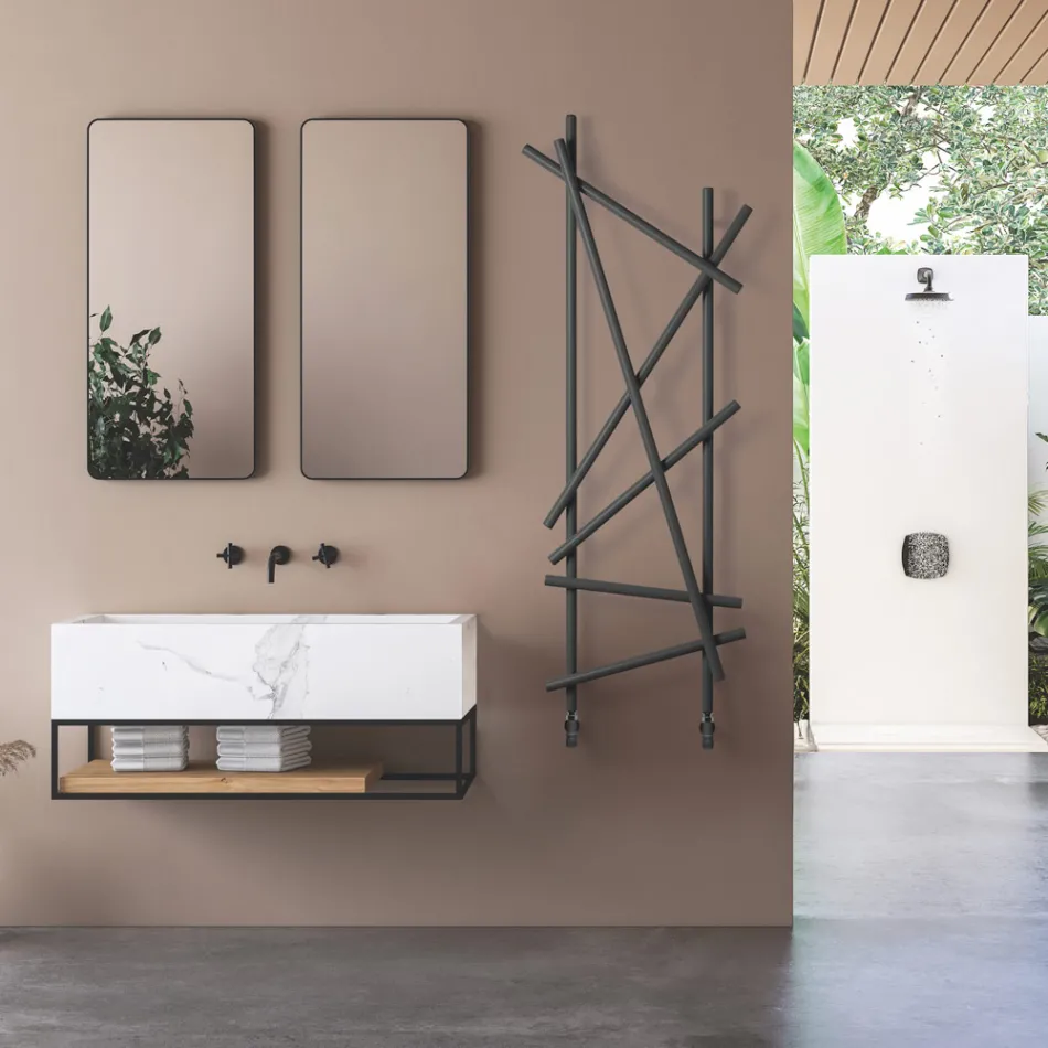 Radiateur hydraulique en acier avec tubes à section ronde fabriqué en Italie - Aléatoire Viadurini