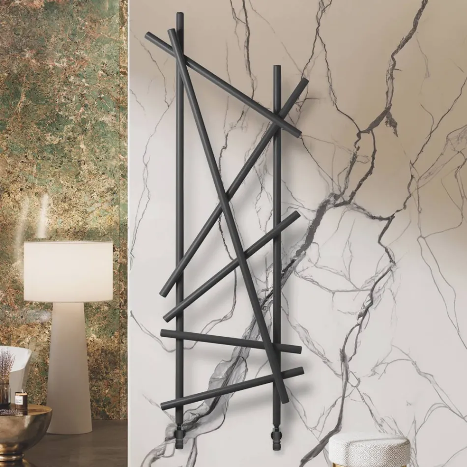 Radiateur hydraulique en acier avec tubes à section ronde fabriqué en Italie - Aléatoire Viadurini