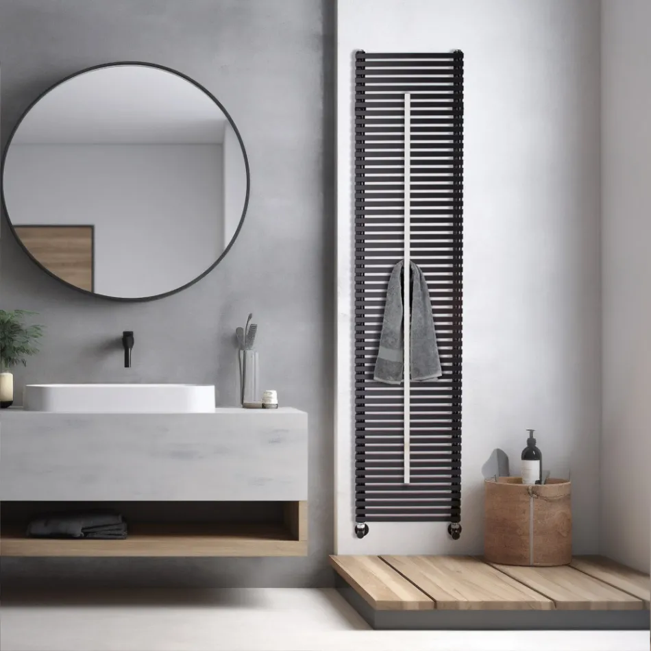 Radiateur mixte Lux avec porte-serviettes en acier, fabriqué en Italie Viadurini