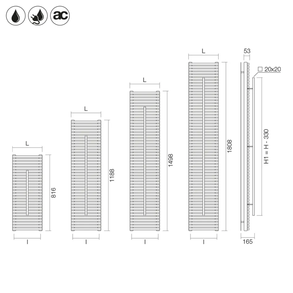 Radiateur mixte Lux avec porte-serviettes en acier, fabriqué en Italie Viadurini