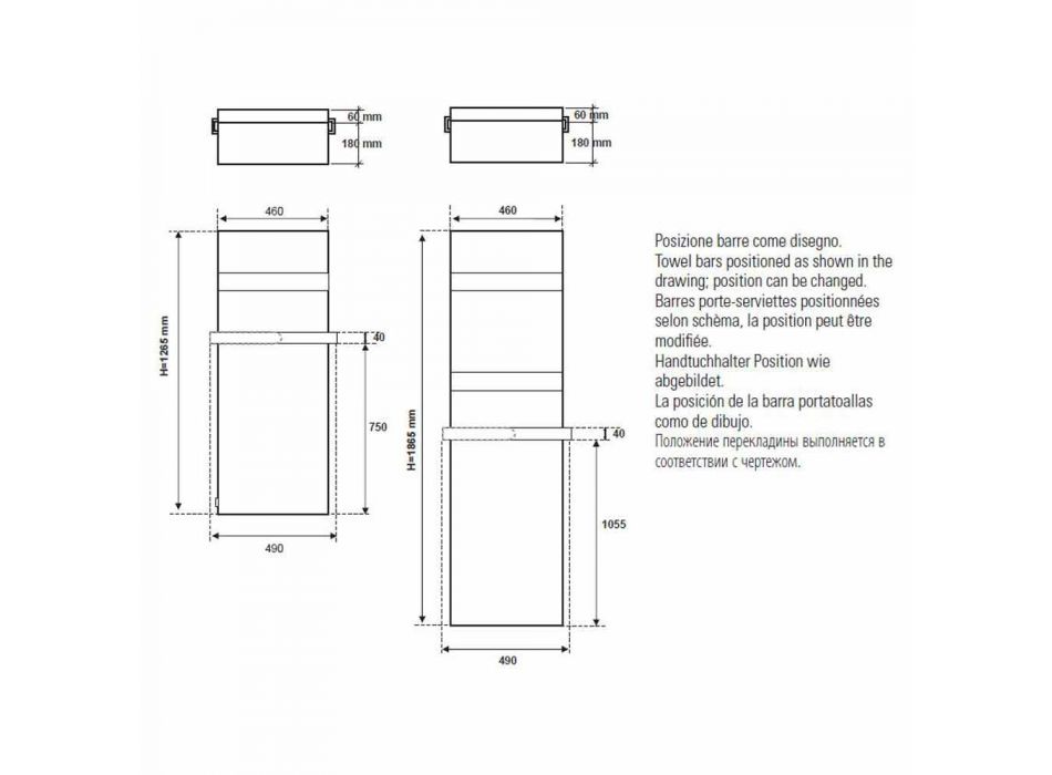 Radiateur Porte-Serviettes Design Vertical Hydraulique jusqu'à 719 watts - Rebel Viadurini