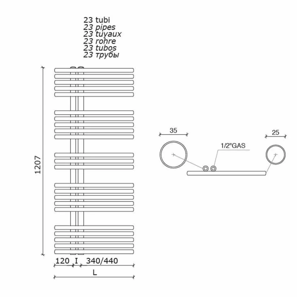 Chauffe-serviettes mural de conception moderne jusqu'à 690 W - paon Viadurini