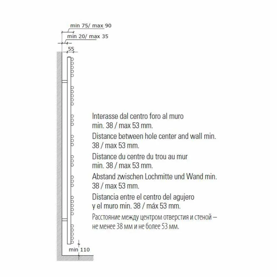 Radiateur Chauffe-serviettes chromé en acier de conception hydraulique 483 W - Pavone Viadurini