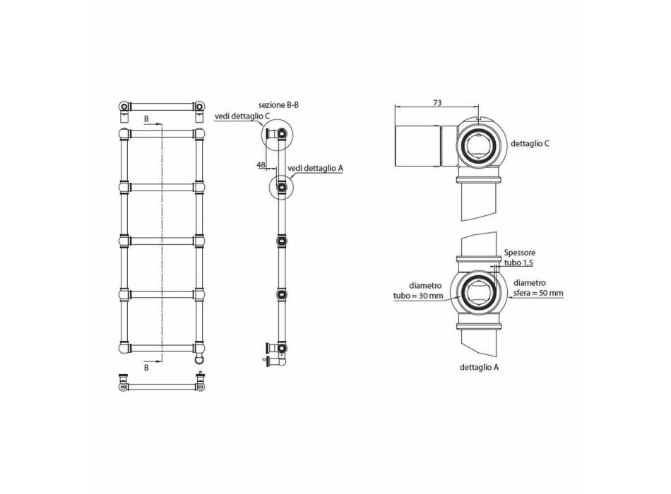 Radiateur Chauffe-Serviettes Electrique Chrome en Laiton Design 200 W - Caesar Viadurini