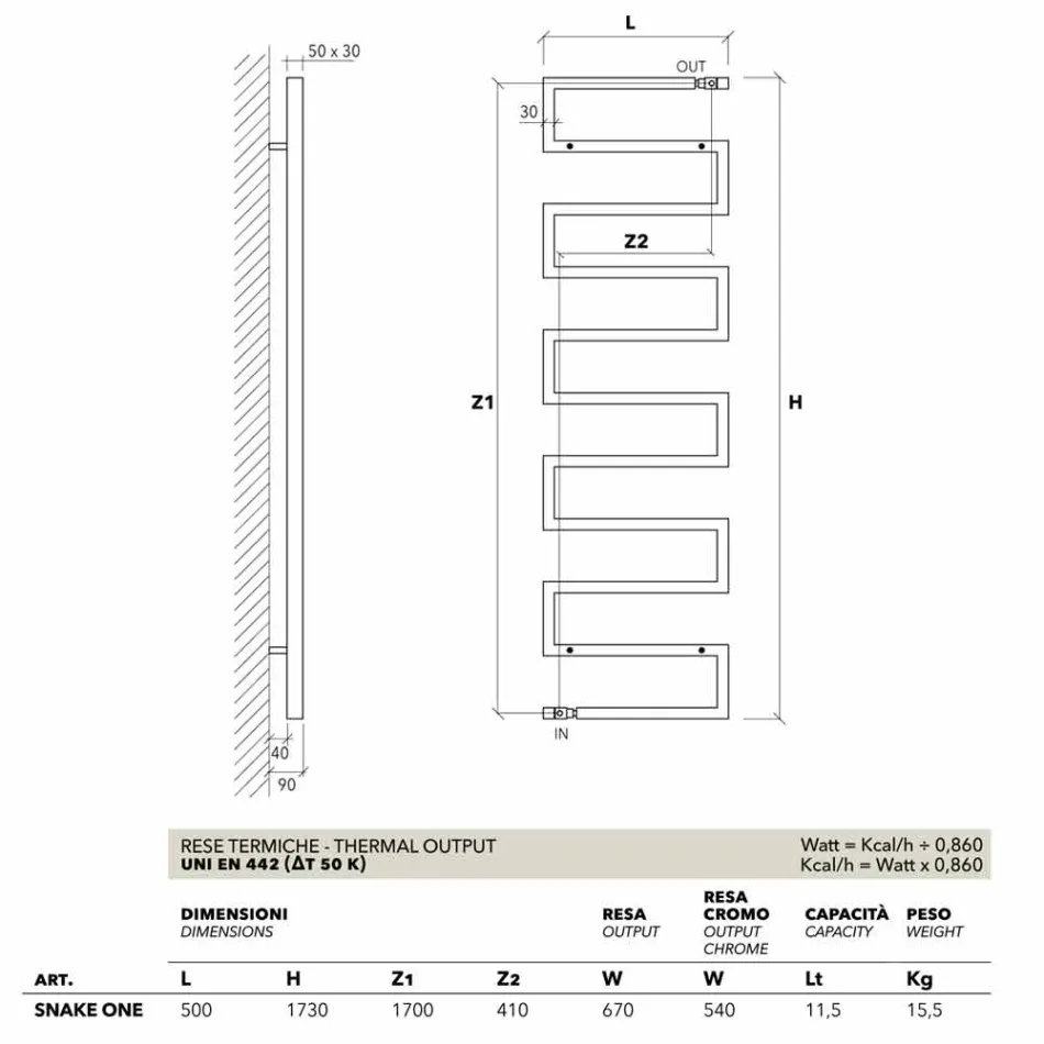 conception de radiateur hydraulique verticale de serpent par Scirocco H Viadurini