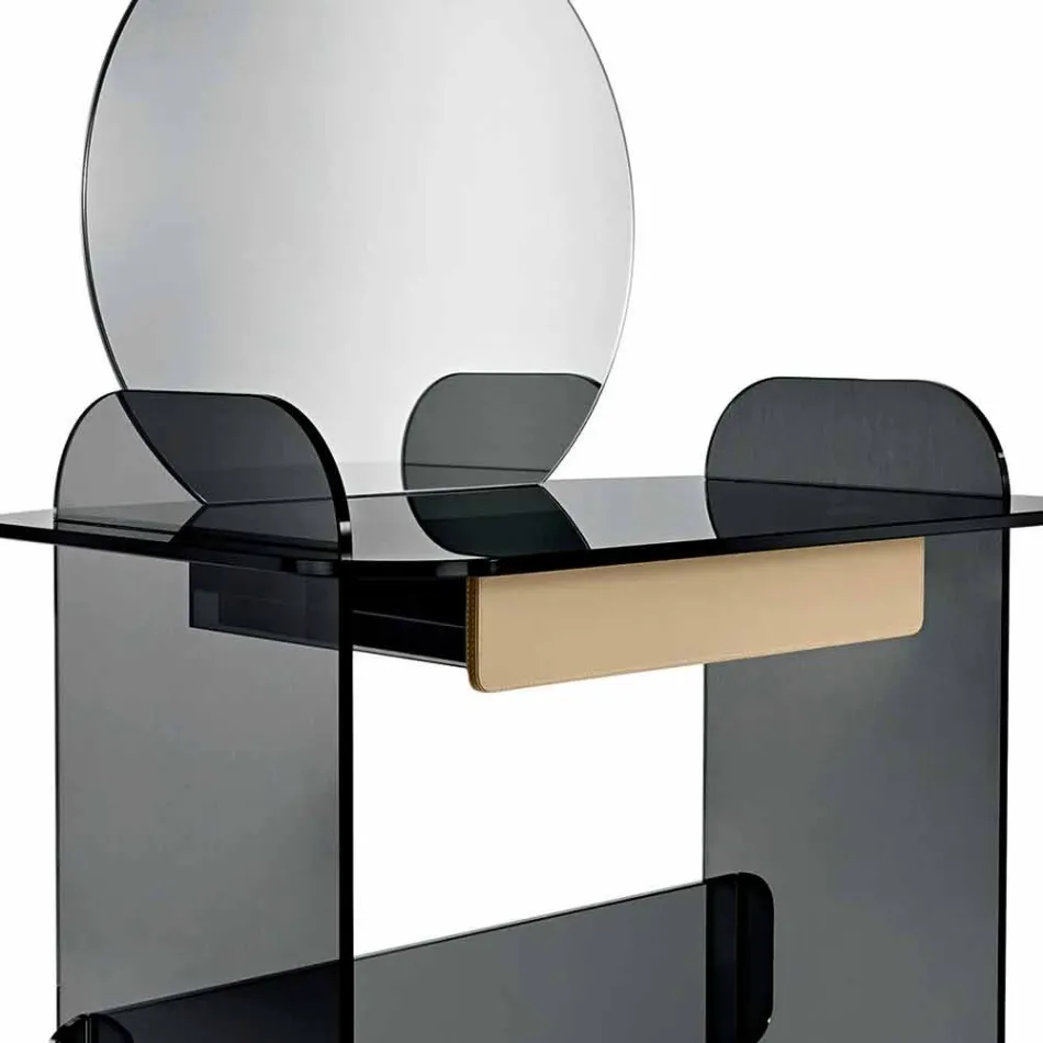 Coiffeuse Maquillage avec Miroir et Tiroir Verre 3 Finitions - Salvie Viadurini