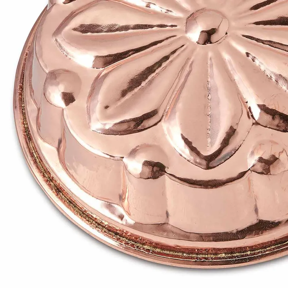 Moule à gâteau rond en cuivre étamé à la main avec décoration florale 28 cm - Gianmattia Viadurini
