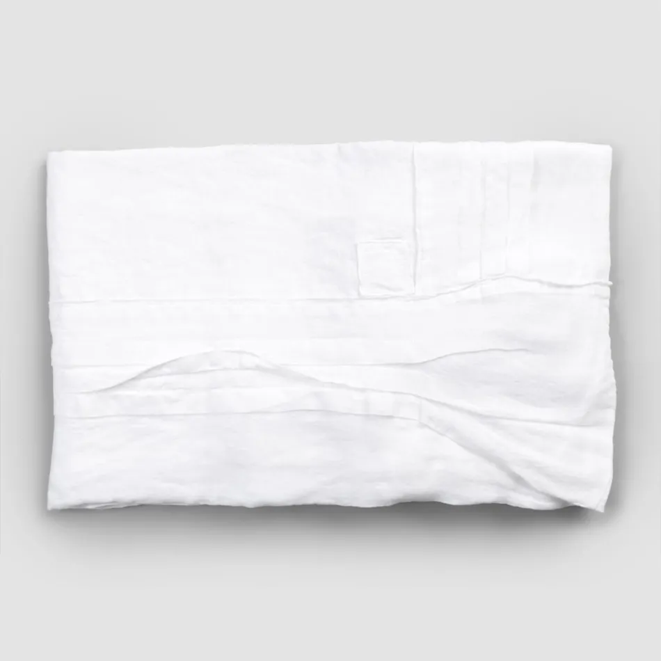 Nappe en Lin Blanc avec Bordure Plissée de Luxe Italienne - Tippel Viadurini