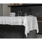Nappe en Lin Blanc avec Bordure Plissée de Luxe Italienne - Tippel Viadurini