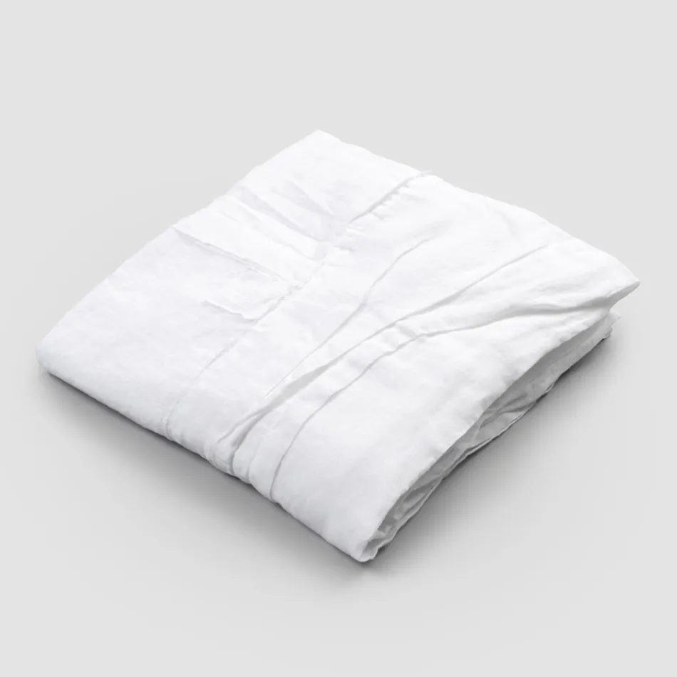 Nappe en Lin Blanc avec Bordure Plissée de Luxe Italienne - Tippel Viadurini