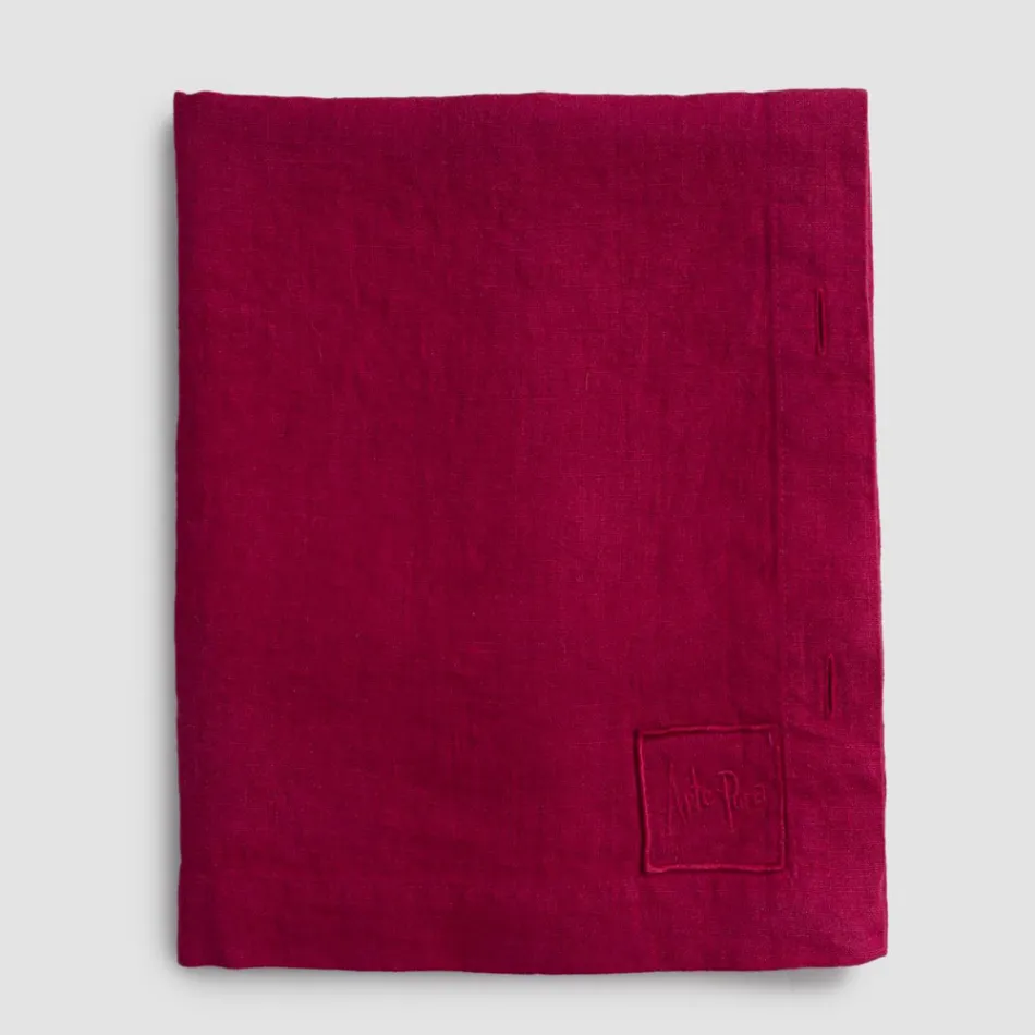 Nappe Modulable en Lin Coloré avec Boutonnières et 10 Boutons - Méditerranée Viadurini