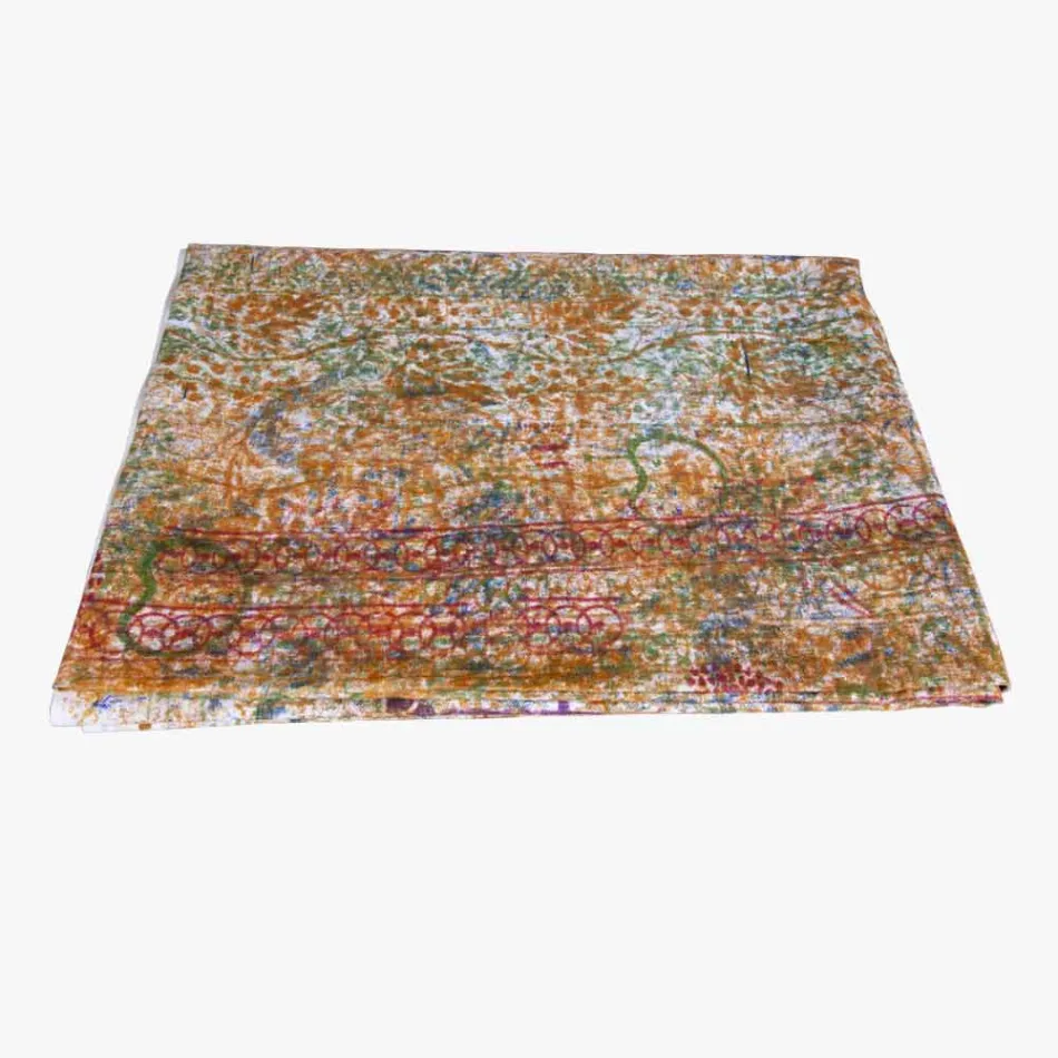 Nappe d'art italien avec pièce unique imprimée à la main en coton Viadurini