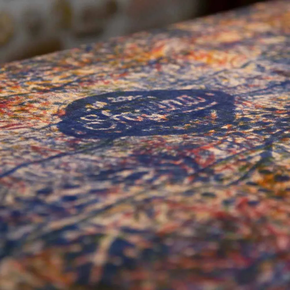 Nappe d'art italien avec une pièce en coton imprimé à la main - Marques Viadurini