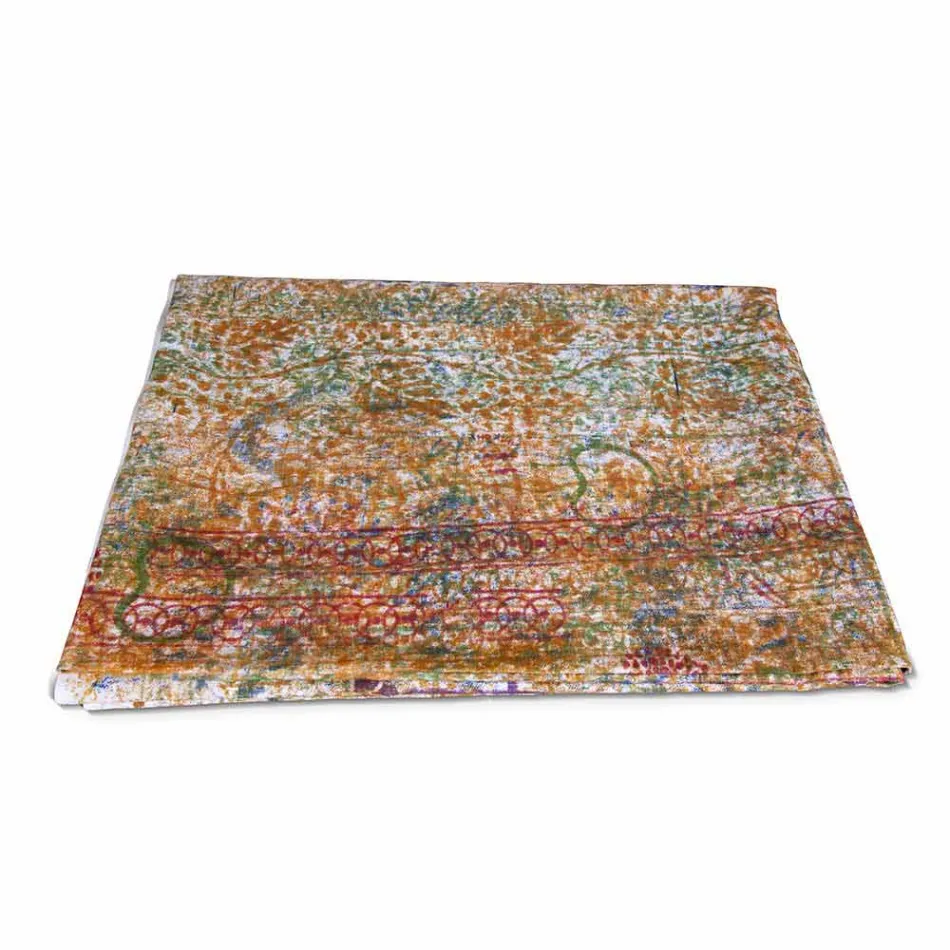 Nappe d'art italien avec une pièce en coton imprimé à la main - Marques Viadurini