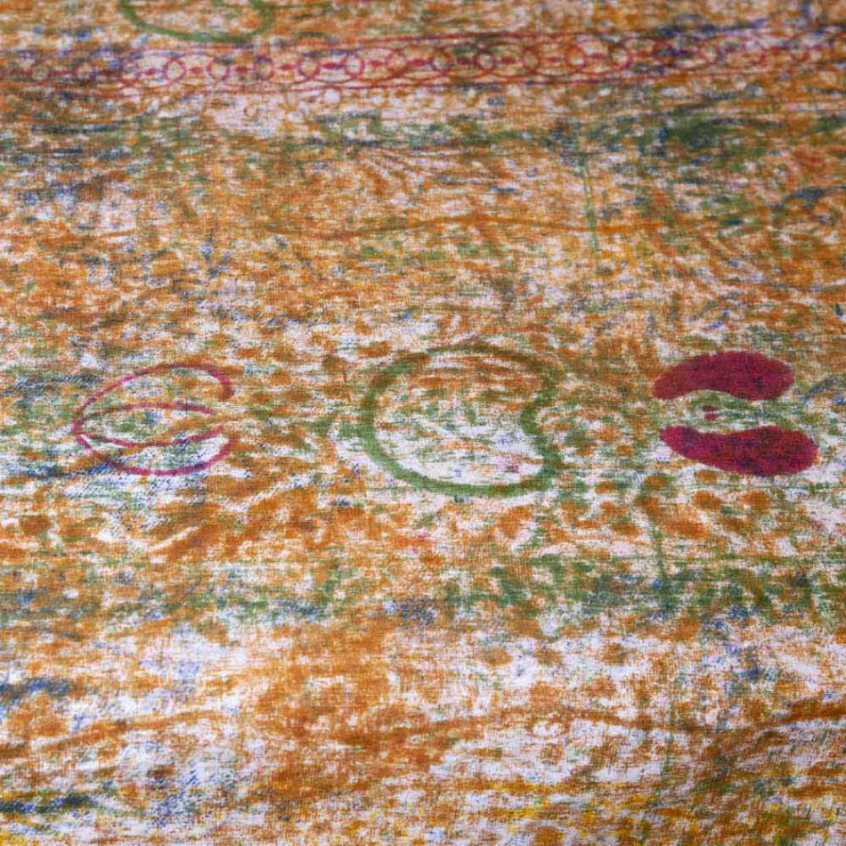 Nappe d'art italien avec une pièce en coton imprimé à la main - Marques Viadurini