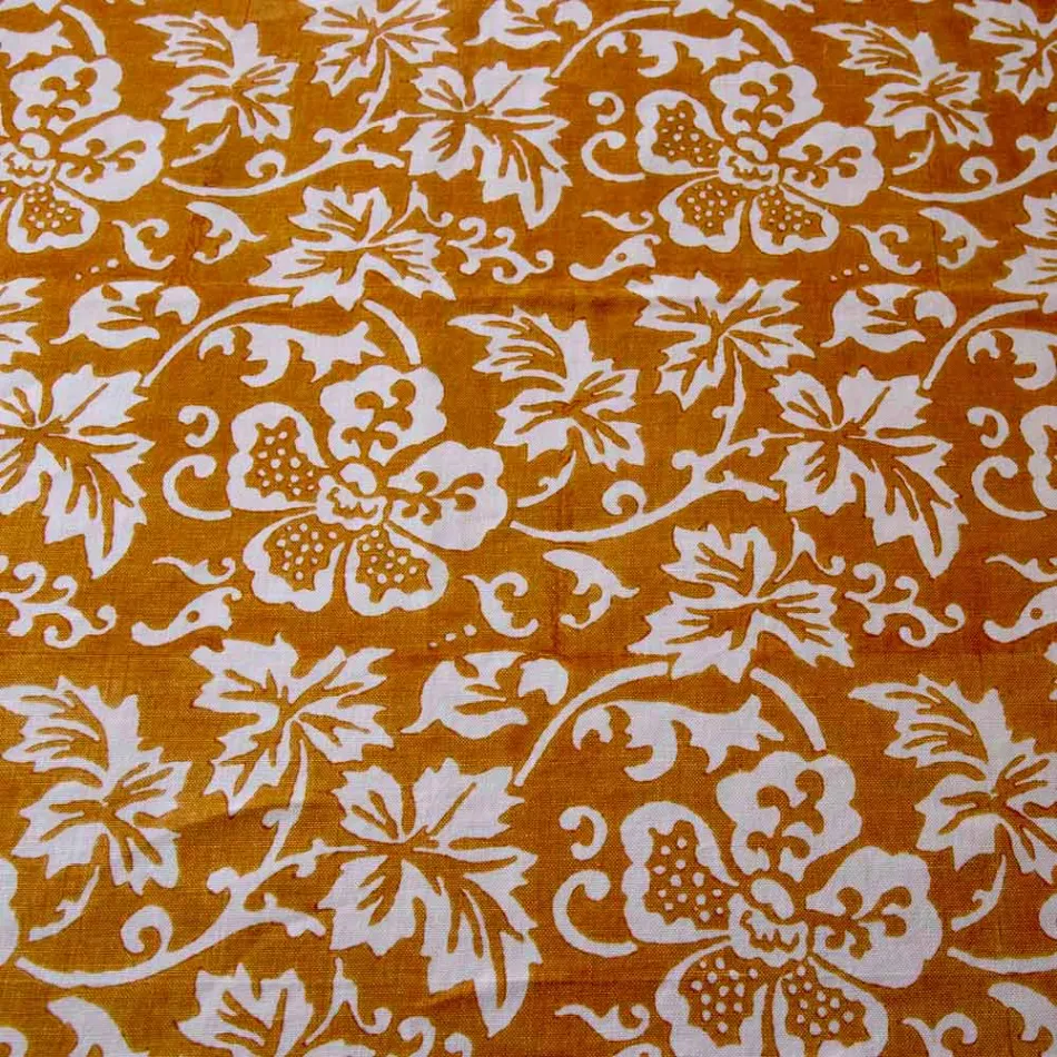 Nappe 100% italienne en lin artisanal avec imprimé à la main en une seule pièce - Marques Viadurini