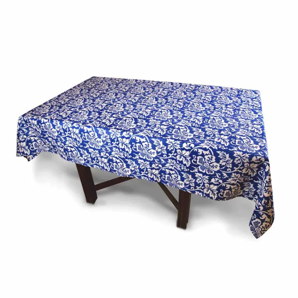 Nappe 100% italienne en lin artisanal avec imprimé à la main en une seule pièce - Marques Viadurini