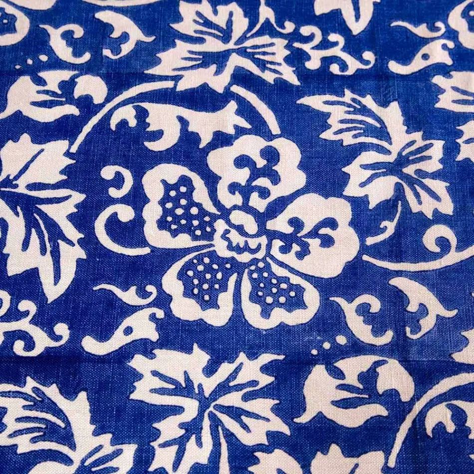 Nappe 100% italienne en lin artisanal avec imprimé à la main en une seule pièce - Marques Viadurini