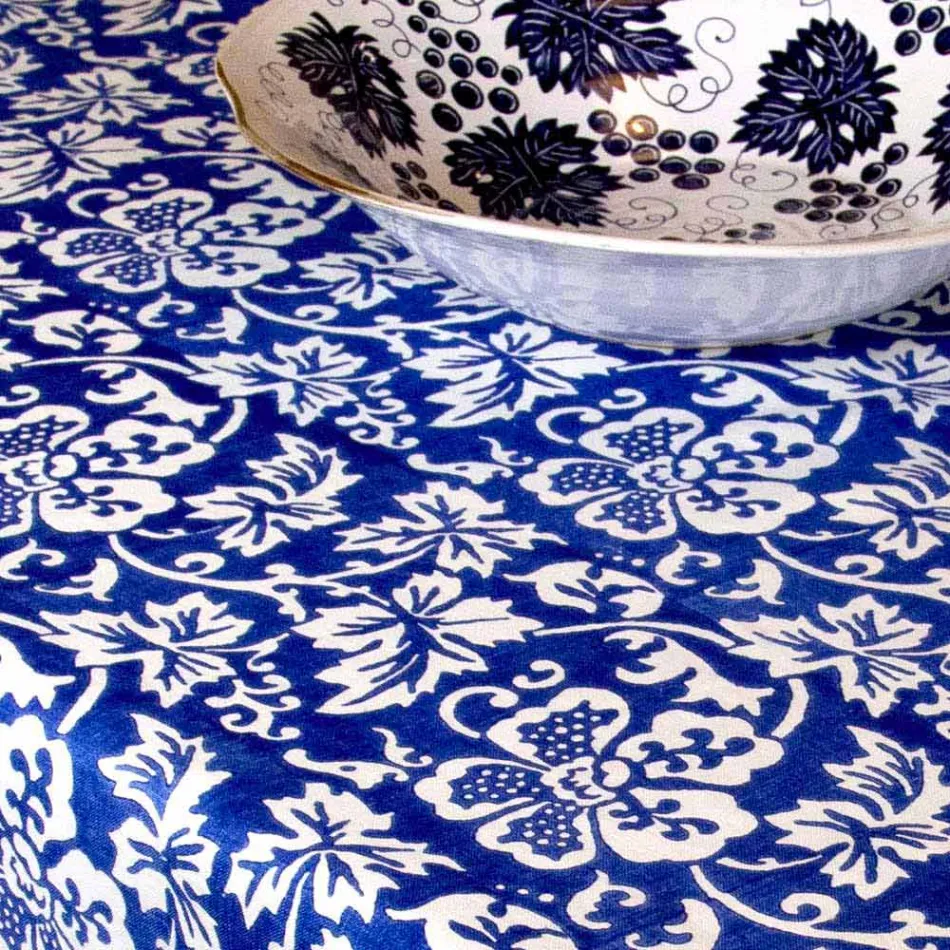 Nappe 100% italienne en lin artisanal avec imprimé à la main en une seule pièce - Marques Viadurini