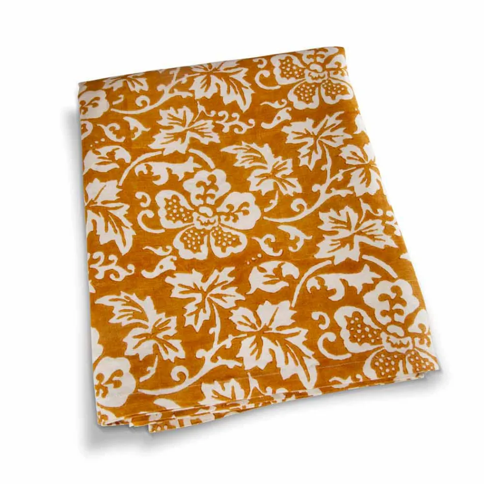 Nappe 100% italienne en lin artisanal avec imprimé à la main en une seule pièce - Marques Viadurini