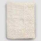 Nappe en lin blanc ou beurre avec motif rectangulaire en dentelle Farnèse - Kippel Viadurini