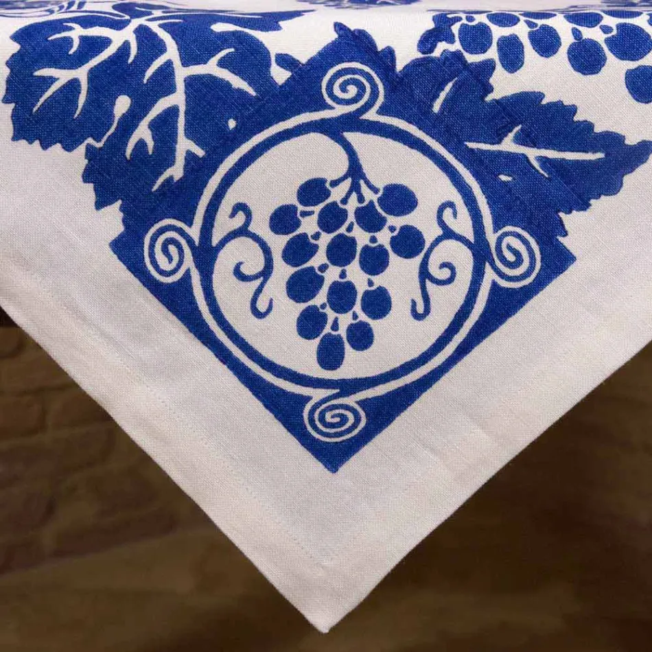 Nappe Artistique Haute en Lin Imprimé à la Main Art Italien - Marques Viadurini