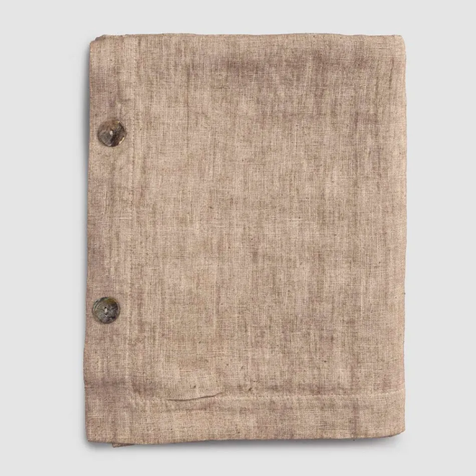 Nappe Rectangulaire en Lin avec Boutonnières et 10 Boutons, Luxe - Méditerranée Viadurini