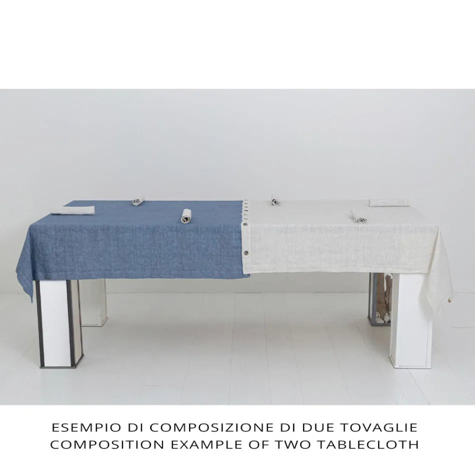 Nappe de Luxe Modulaire en Lin Coloré avec Boutonnières et 12 Boutons - Méditerranée Viadurini