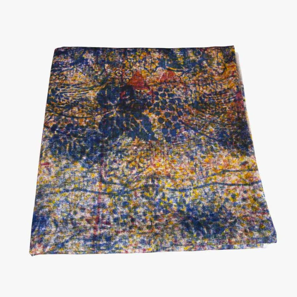 Nappe artisanale italienne de haute qualité avec coton imprimé à la main Viadurini