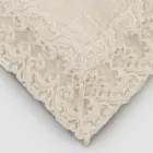 Nappe carrée en lin beige avec dentelle Farnèse de luxe artisanale - Kippel Viadurini