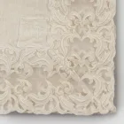 Nappe carrée en lin beige avec dentelle Farnèse de luxe artisanale - Kippel Viadurini