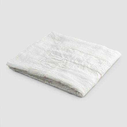 Nappe carrée en lin blanc, cadre et bord embossé - Mippel Viadurini