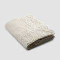 Nappe rectangulaire en lin beige avec dentelle artisanale de luxe Farnèse - Kippel