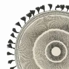 Set de Table Petit Déjeuner Rond en Jute à Franges Noires 12 Pièces - Casside Viadurini