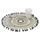 Set de Table Petit Déjeuner Rond en Jute à Franges Noires 12 Pièces - Casside Viadurini