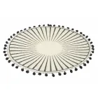 Set de Table Petit Déjeuner Rond en Jute avec Pompons Noirs 12 Pièces - Casside Viadurini