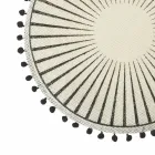 Set de Table Petit Déjeuner Rond en Jute avec Pompons Noirs 12 Pièces - Casside Viadurini